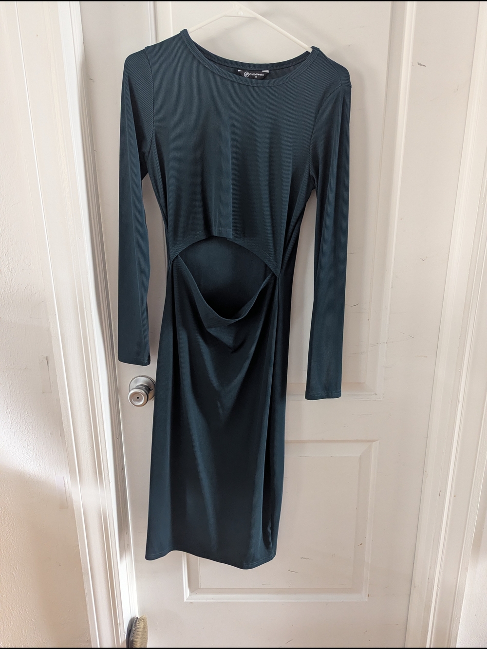 Long Sleeve Cutout Midi Dress in Teal